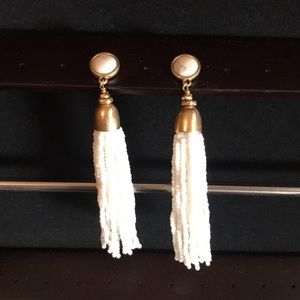 Stella and Dot White Gita Tassel Earrings
